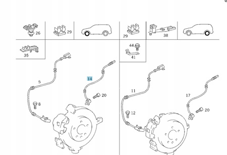 Czujnik, prędkość obrotowa koła Mercedes-Benz OE A163 542 18 18