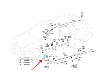 USZCZELKA PROGU LEWY PRZÓD MERCEDES E klasa W211 OE A2116980998