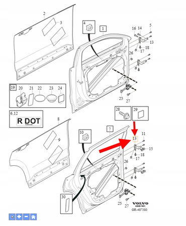 ZAWIAS GÓRNY DRZWI PRAWY PRZÓD VOLVO XC90 2016- XC40 OEM/OE 31424592