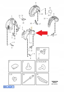 Lewe przednie nadkole Volvo XC90 (16-) OE 31457218