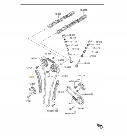 Prowadnica łańcucha - Mazda 3 BK Mazda 5 CW_L3K912671