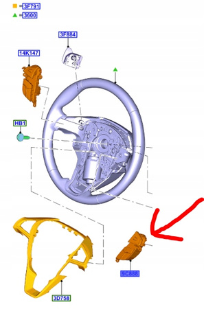 PRZEŁĄCZNIK RADIA KIEROWNICY EDGE MONDEO S-MAX 15- _ 2510229 _ DG9T-9E740-DE3JA6