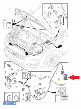 MECHANIZM RĄCZKA OTWIERANIA MASKI VOLVO S60 V60 2011- CC OE 31297825
