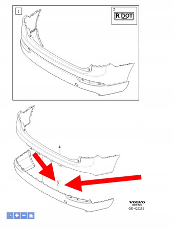 DOKŁADKA SPOILER ZDERZAKA TYŁ VOLVO XC90 2016-2019 OEM/OE 39833038