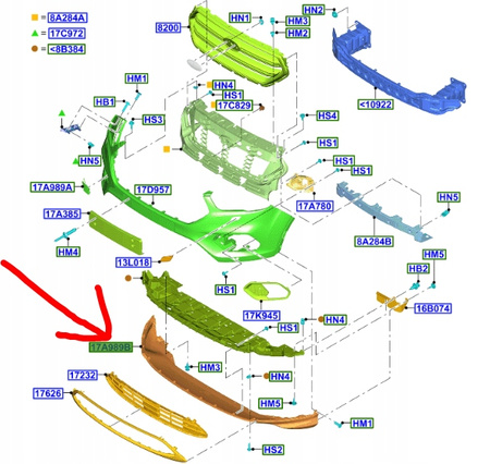 DOKŁADKA SPOILER ZDERZAKA PRZÓD FORD KUGA 2016- OE 2353218 _ GV44-17F775-VC