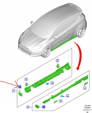 ZAŚLEPKA PROGU LEWA FORD FIESTA Mk7 ST LINE_1877700_C1BJ-10175-AC