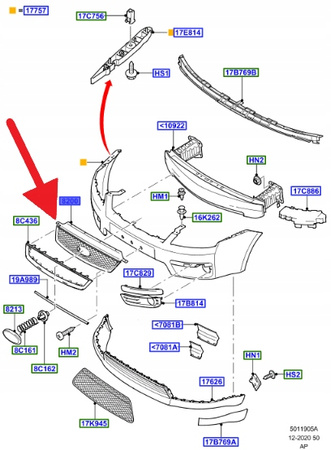 GRILL KRATKA CHŁODNICY FORD FOCUS 2005- 08 OE 1516621 _ 4M51-8200-CG