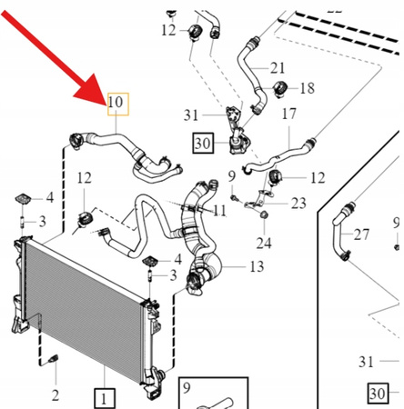 PRZEWÓD WĄŻ CHŁODNICY WODY 2.0D VOLVO S90 V90 2017- XC90 XC60 OE 31474845