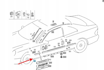 USZCZELKA LISTWA PROGU LEWY PRZÓD MERCEDES CLK W208 OE A2086900762