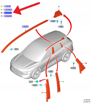 LISTWA PIONOWA DRZWI LEWY TYŁ FORD KUGA 2020- 2536001 _ LV4B-S254A43-AC59B8