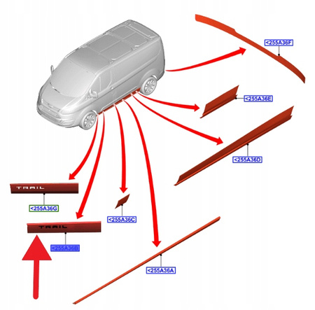 PASEK STYLIZUJĄCY DRZWI PRAWY FORD CUSTOM 20- OE 2432040 _ LK2V-291C52-BA
