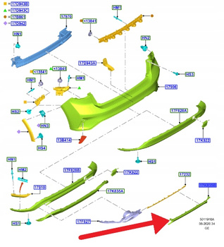 OSŁONA ZDERZAKA TYŁ FORD FOCUS HATCHBACK 2018- 2379808 _ JX7B-17D781-VC5UAW