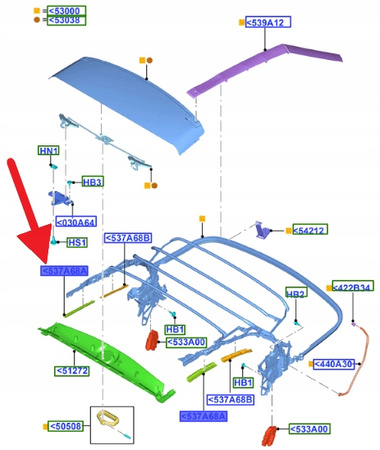 POKRYWA PRAWA DACHU MUSTANG 2015- 2023- 2171905 _ FR3B-7654702-AD5ZHE