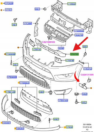 WYPEŁNIENIE ZDERZAKA PRZÓD MONDEO 2007- 2014 OE 1486143 _ 7S71-17A780-AF