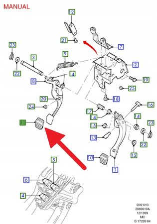 NAKŁADKA PEDAŁU SPRZĘGŁA I HAMULCA FORD OE 6789917 _ 94BB-7A624-AA