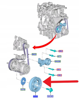 KOŁO PASOWE WAŁU 1.0 EB FORD FIESTA PUMA FOCUS 2018- 2309565 _ H6BG-6316-AC