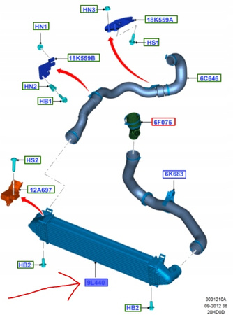 INTERCOOLER FORD MONDEO S-MAX GALAXY 2011- 2.0L EB _ 1749983 _6G91-9L440-DE 