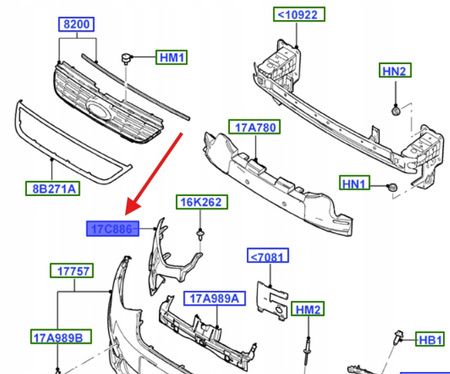 ŚLIZG ZDERZAKA LEWY PRZÓD FORD GALAXY Mk3 2010- 1700792 _ AM21-17E857-AC