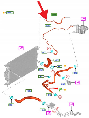 PRZEWÓD NADMIAROWY 1.5 2.0 EB FORD MONDEO SMAX OE 5196173 _ DG93-8W005-CB