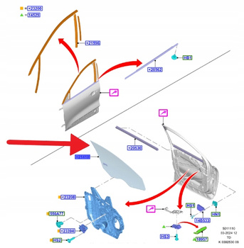 SZYBA DRZWI LEWY PRZÓD FORD KUGA ESCAPE 2020- 2595908 _ LV4B-S214A51-AC