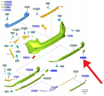 ZAŚLEPKA HAKA ZDERZAKA TYŁ FORD FOCUS HB 2018- OE 2267479 _ JX7B-A17K922-SA