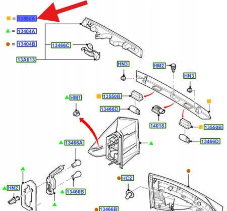 UCHWYT KLAPY BAGAŻNIKA FORD GALAXY 2006- 15 OE 1790416 _ 6M21-13555-AK