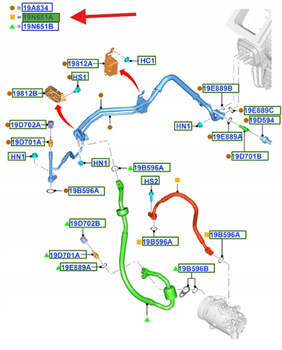 RURA SPRĘŻARKI SKRAPLACZA 2.0L TDCi KUGA MK2 2012- 1861945 _ DV41-19N601-AD