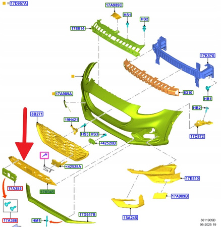 ATRAPA DOLNA ZDERZAKA PRZÓD FORD PUMA 2024- OE 2729877 _ R1TB-17K945-AA