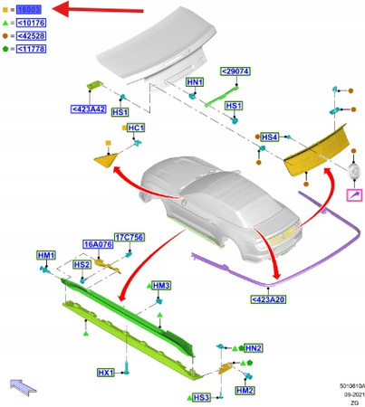 TRÓJKĄT PRZY LUSTERKU PRAWY FORD MUSTANG 15- 2400610 _ FR3B-6320364-BB5YZ9