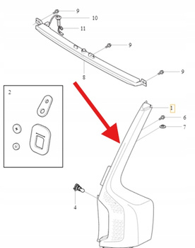 LAMPA TYLNA LEWA LED VOLVO XC90 2016- OE 31655915