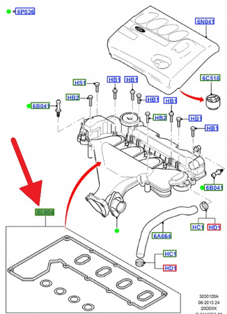 USZCZELKA KOLEKTORA DOLOTOWEGO 2.0 TDCI FORD OE 1365586 _ 3M5Q-6L004-CA