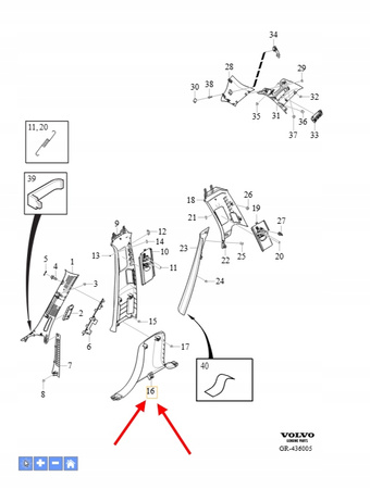 OSŁONA SŁUPKA B LEWA VOLVO XC90 2016- OEM/OE 32244268