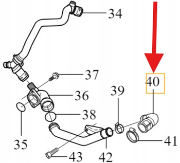 PRZEWÓD CHŁODNICY DIESEL D4204T VOLVO S40 V50 2004- S80 V70 08- OE 30725839