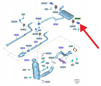 WIESZAK WYDECHU 1.5 TDCI 2.0 ECOBLUE FOCUS 2018- OE 2211732 _ JX61-5A261-DA