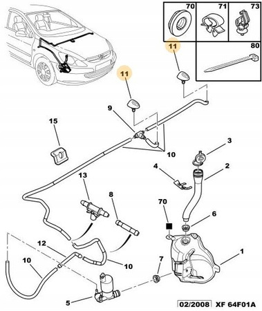 Dysza spryskiwacza PEUGEOT 306 307 4007 ORYGINAŁ 6438H4