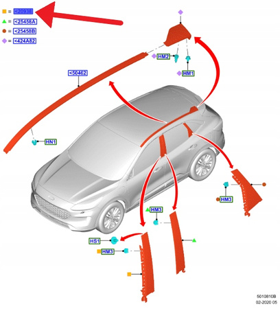 LISTWA PIONOWA DRZWI PRAWA FORD KUGA 2020- 2427124 _ LJ6B-S20898-AA59B8