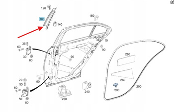 PRAWA LISTWA NAKŁADKA SŁUPKA B MERCEDES C klasa W05 OE A2056901087