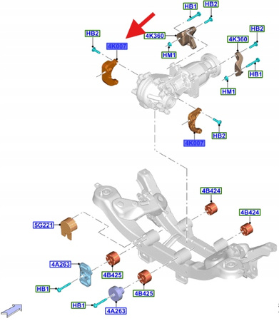 LEWY WSPORNIK MECHANIZMU RÓŻNICOWEGO KUGA 2012- OE 5180884 _ CV61-4K204-CA