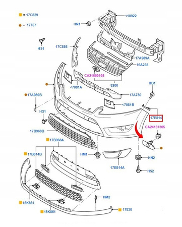 NOWY ŚLIZG/MOCOWANIE ZDERZAKA MONDEO Mk4 2007-2014 _ 1490200 _ 7S71-17D958-AF