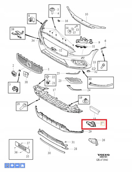 PRAWA RAMKA MOCOWANIE HALOGENU VOLVO S60 V60 2019- R-Design OE 31688805