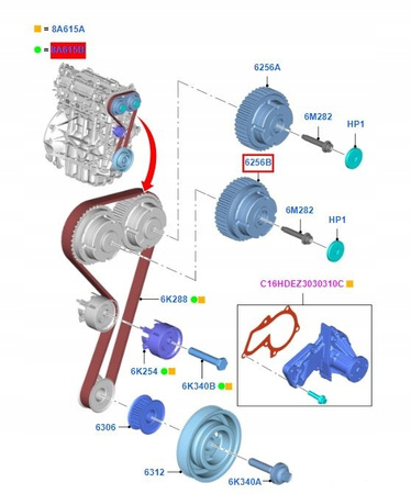 KOŁO ZMIENNYCH FAZ ROZRZĄDU FORD 1.6L Ti-VCT _ 1798086 _ 4M5G-6C524-ZA