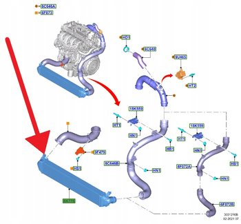 CHŁODNICA INTERCOOLER 2.3 EB FORD FOCUS Mk4 2019- 2382197 _ KX61-6K775-BE