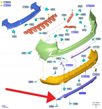 OSŁONA ZDERZAKA DOLNEGO TYŁ FORD KUGA 2020- 2401466 _ LV4B-17F765-DAB5BQH