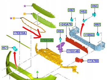 WMOCNIENIE CZOŁOWE ZDERZAKA FORD FOCUS MK3 2014-2018 2430363 _ JF1EB-17E778-AA