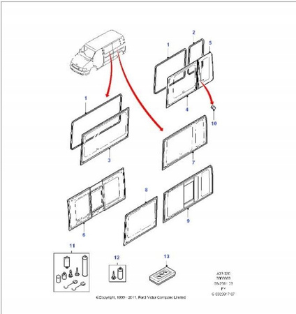 USZCZELKA SZYBY BOCZNEJ FORD TRANSIT Mk5 Mk6 _ 4474186 _ YC15-B248A54-GH