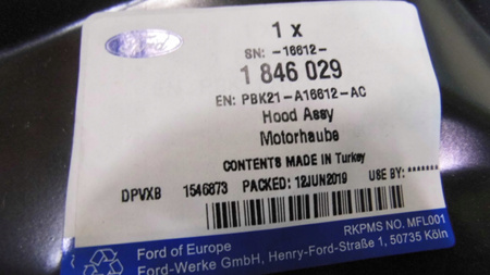 MASKA POKRYWA SILNIKA FORD TOURNEO CUSTOM 2012-18