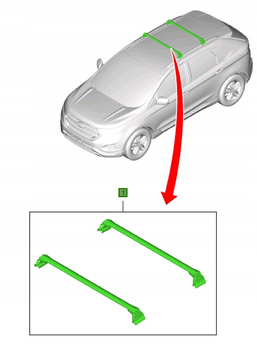 BAGAŻNIK DACHOWY FORD EDGE Mk2 2016- NA RELINGI 1890814 _ AMGT4J-550B08-AA