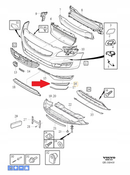 KRATKA ZAŚLEPKA ZDERZAKA LEWY PRZÓD PDC VOLVO S60 V60 2014- OE 31323848