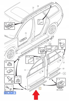 Listwa drzwi prawy przód Volvo OE 39862129