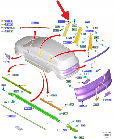LISTWA PIONOWA DRZWI LEWY PRZÓD FORD SMAX 2015- OE 2177114 _ EM2B-R20899-AF